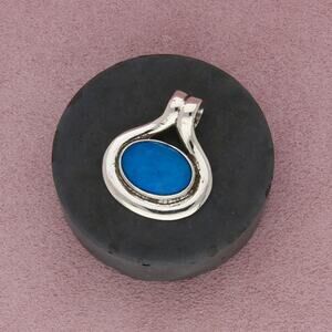 sterling silver vintage turquoise cabochon pendant